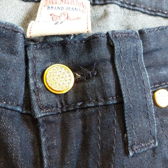 True Religion Women's Dark Wash Low-Rise Misty Flat Pockets Skinny Jeans Siz 27 - Picture 10 of 11